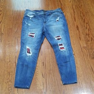 Judy Blue red plaid jeans
